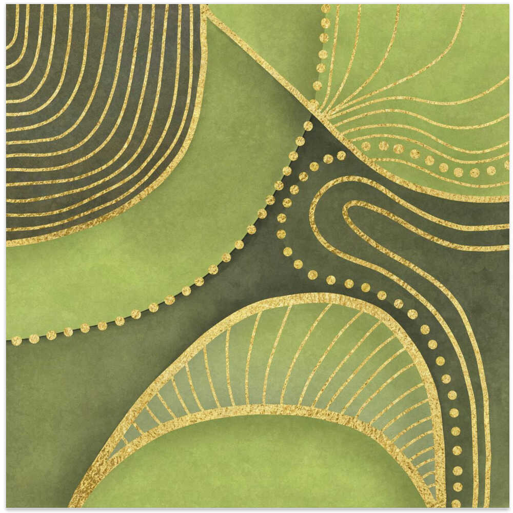 Shaded Mid Century Art Jade Green Gold