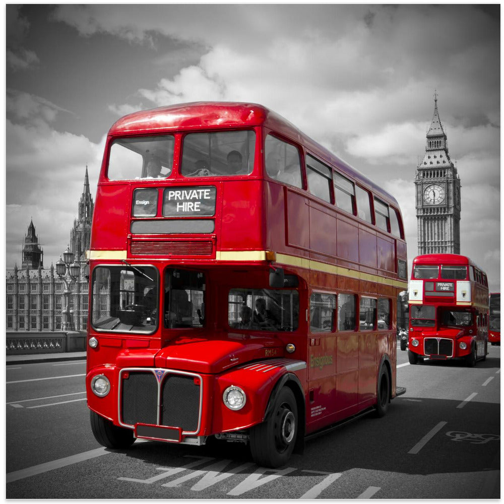 LONDON Red Buses on Westminster Bridge