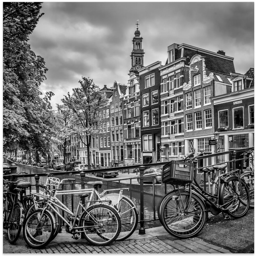 Art Prints of AMSTERDAM Flower Canal black & white