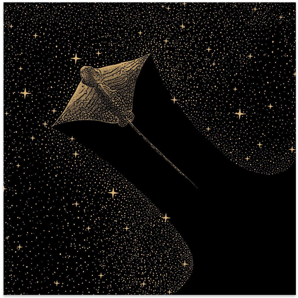 Starry Ornate Eagle Ray Dark Gold Version