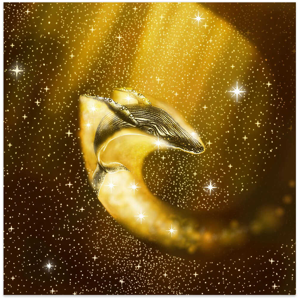 Starry Whale In Golden Space
