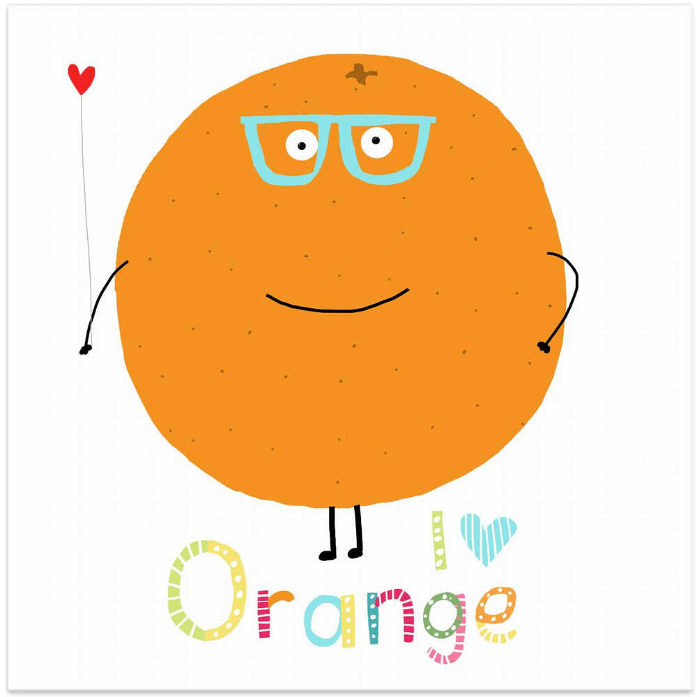 I Love Orange! Cute Orange Holding a Love Heart.