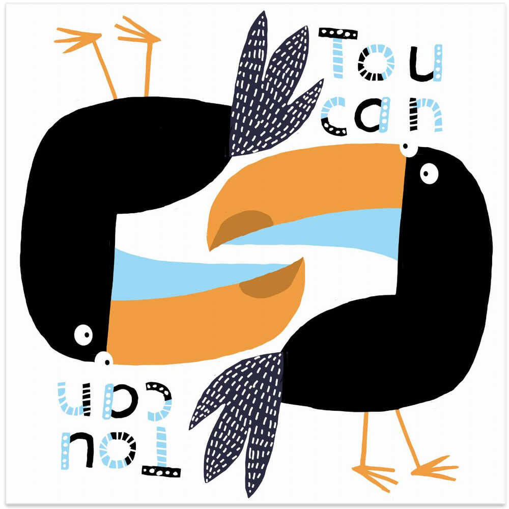 Two Toucans Graphic Design with Text by Carla Daly