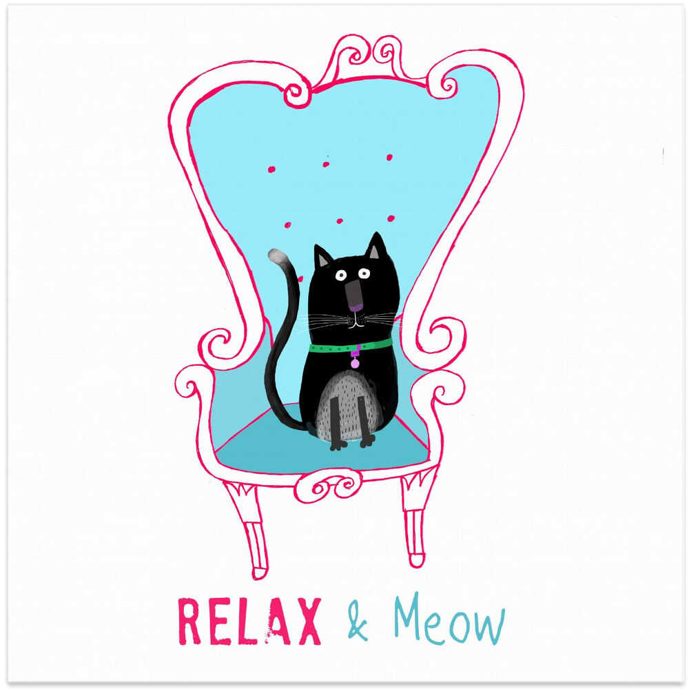 Relax and Meow! Funny Black Cat Sitting on a Armchair