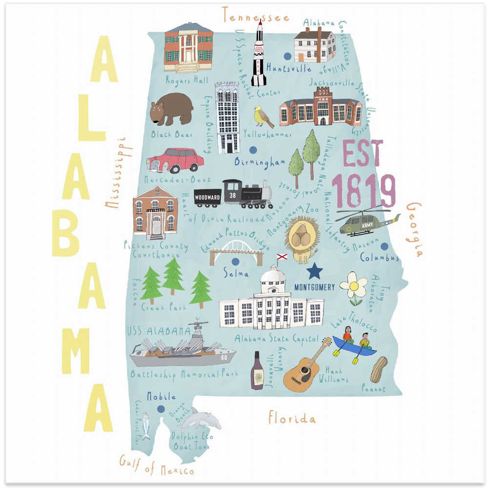 Beautiful Southern State of Alabama by Illustrator Carla Daly