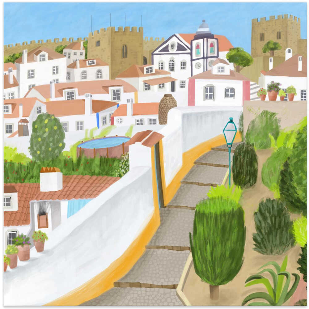 Cute Town of Obidos, Portugal by Artist Carla Daly