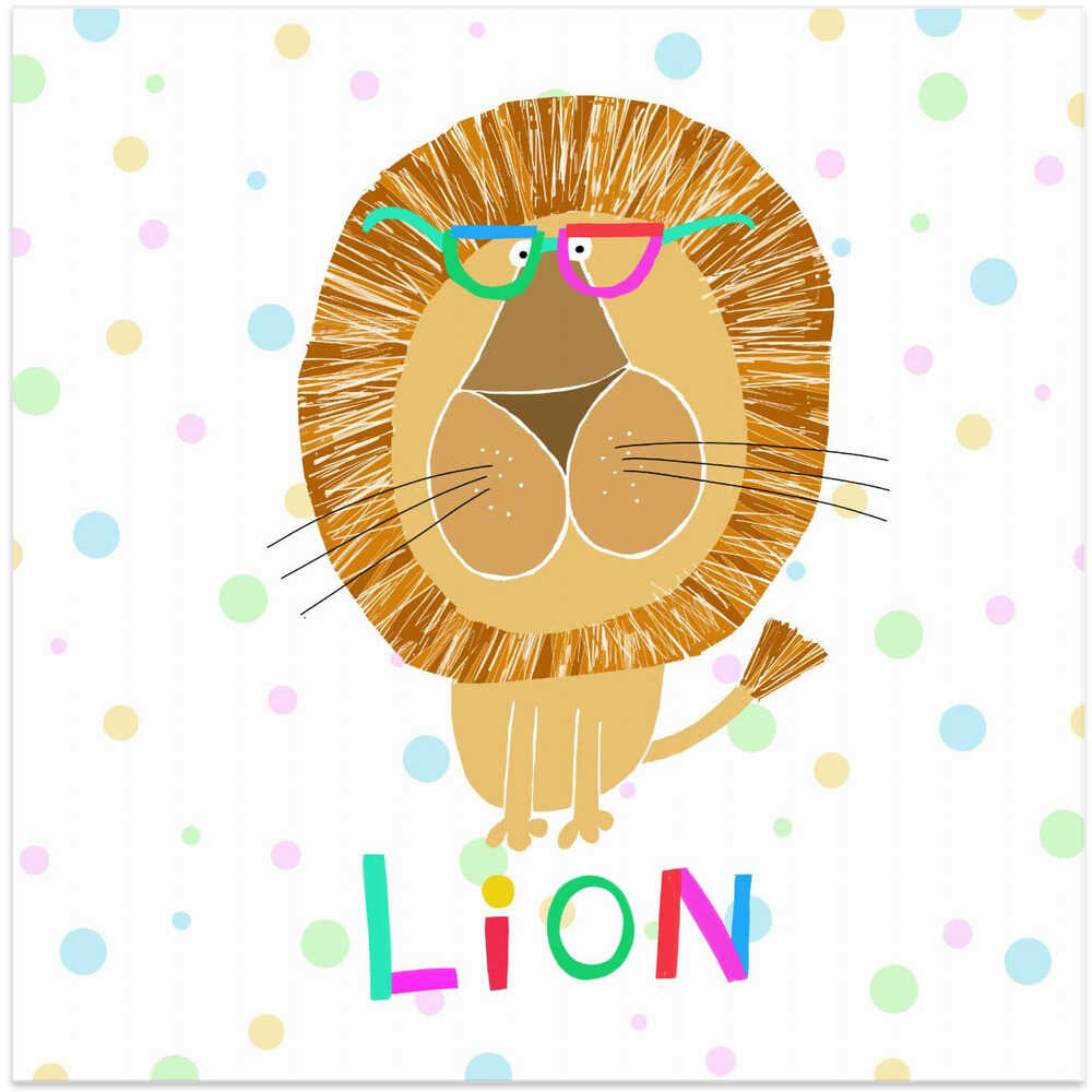 Funny Lion Wearing Glasses by Artist Carla Daly