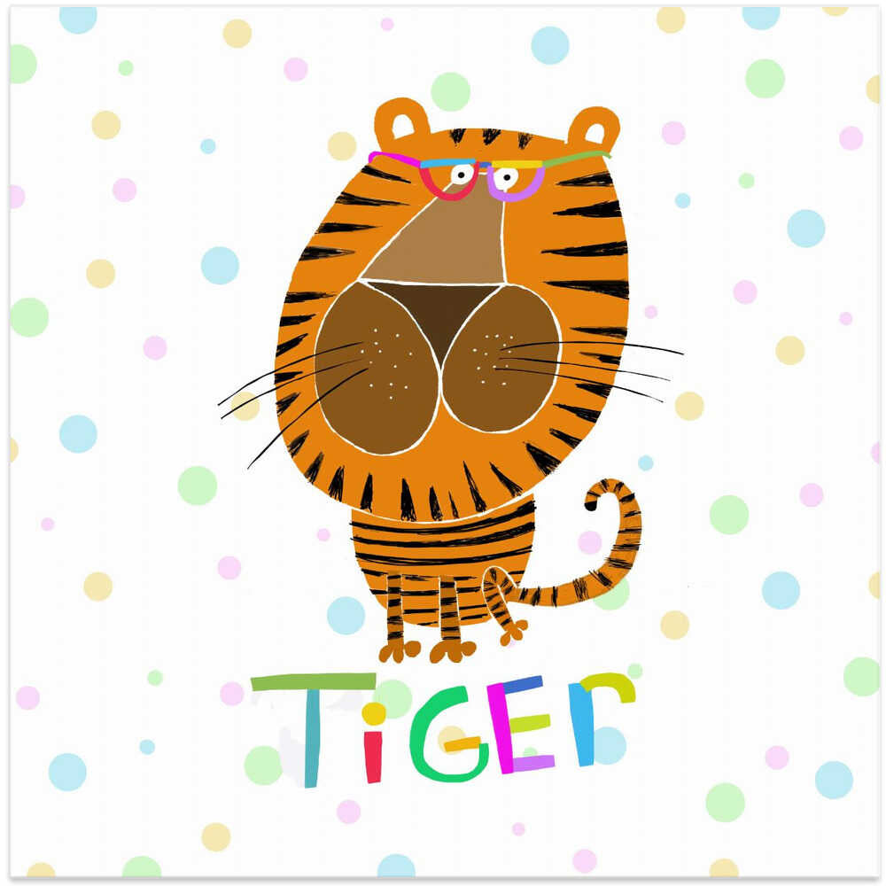 Happy Tiger Wearing Glasses by Illustrator Carla Daly