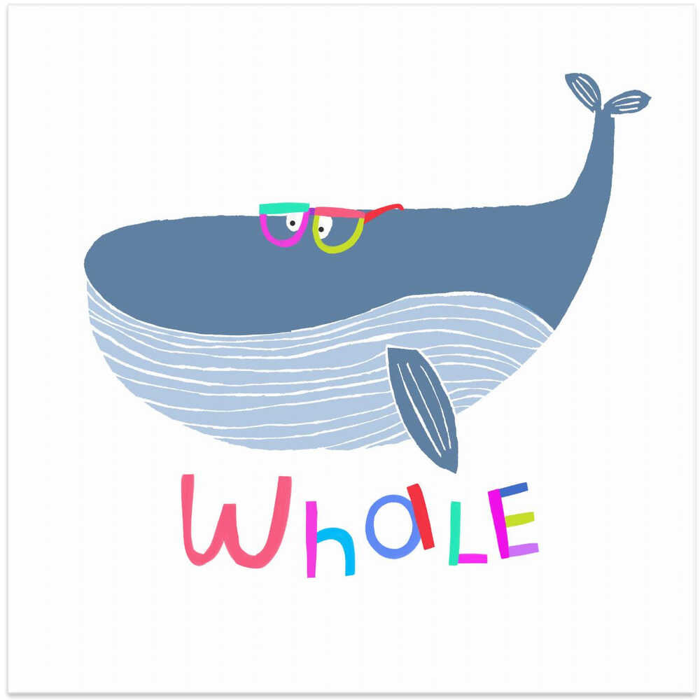 Cute Whale Wearing Colorful Glasses by Illustrator Carla Daly
