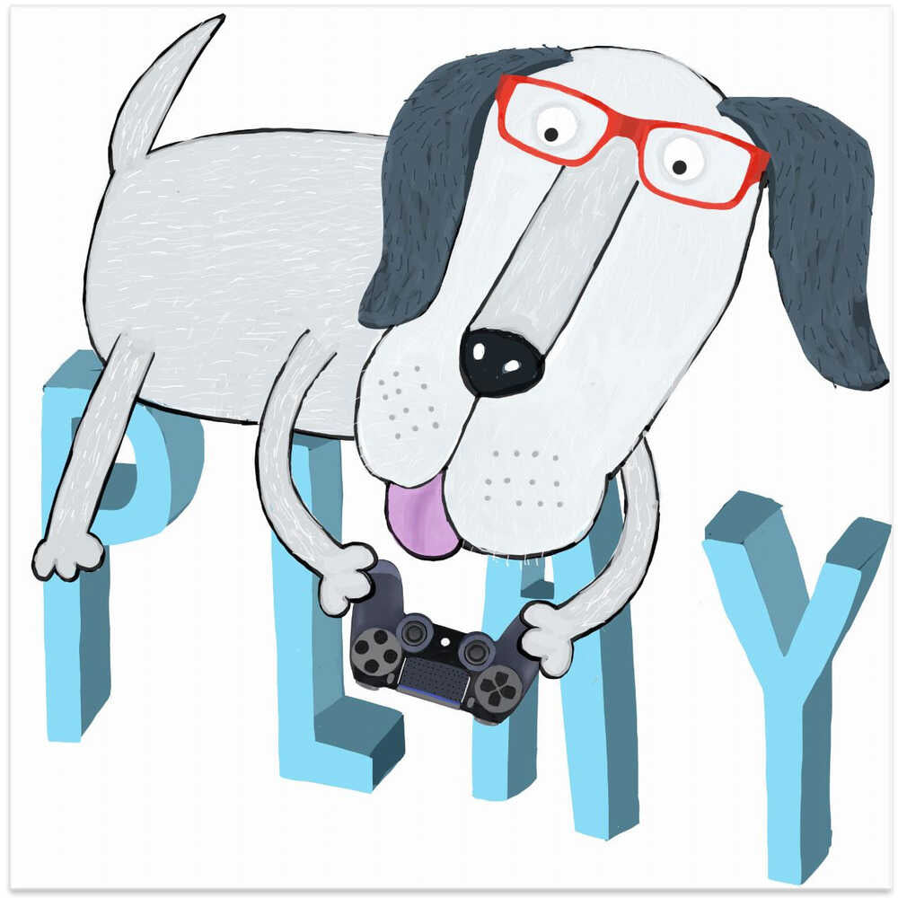 Play! Cute Dog Playing on a Playsation