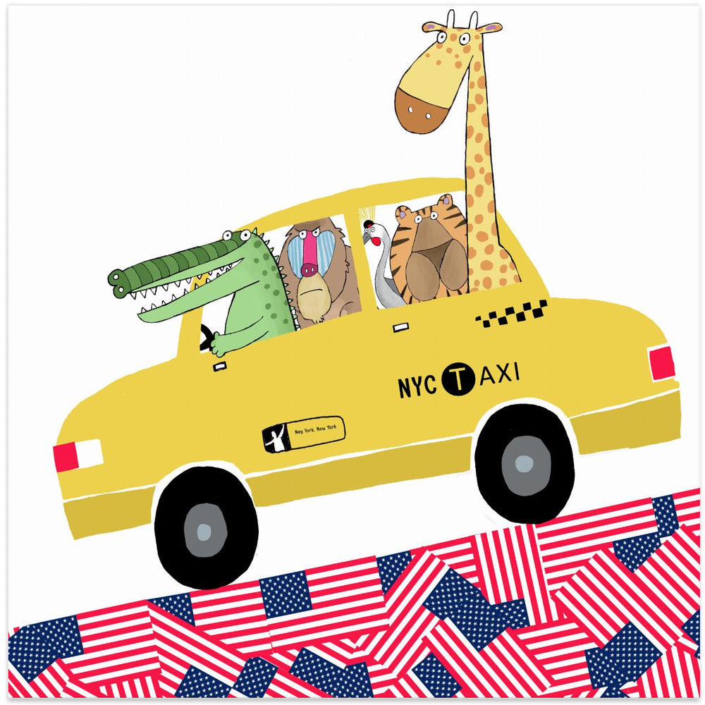 Funny Animals in a New York Yellow Cab by Artist Carla Daly