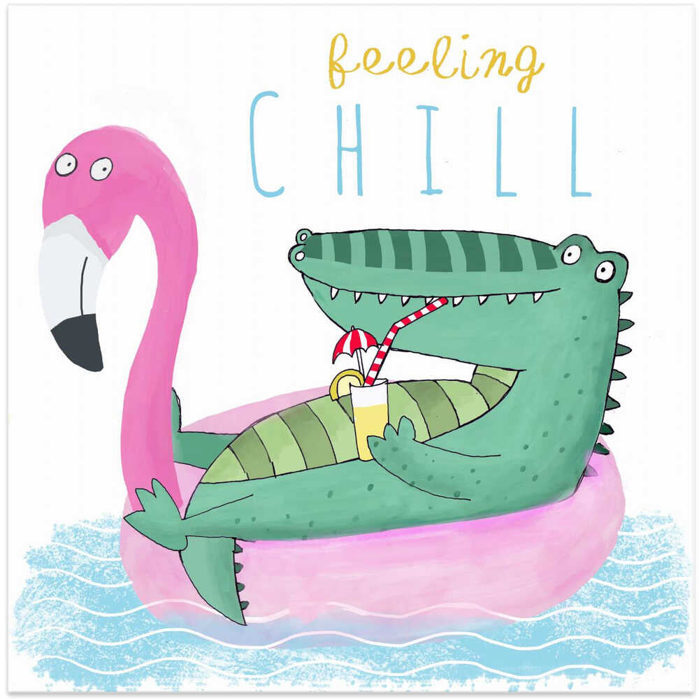 Felling Chill Funny Crocodile on a Flamingo Float