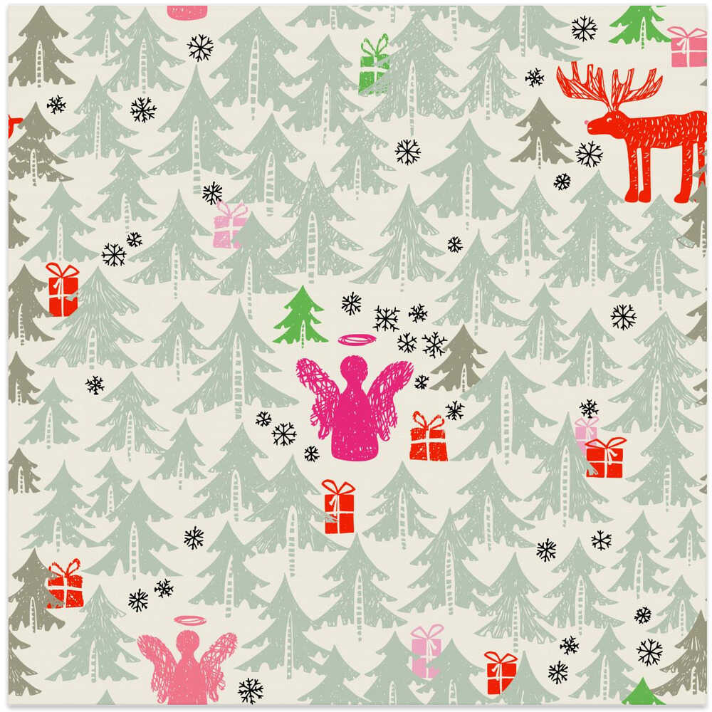 X-Mas Winter angel and reindeer pattern