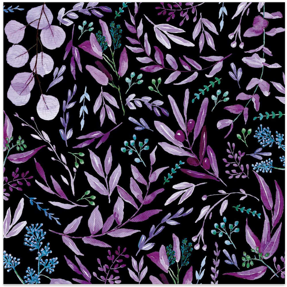 Eucalyptus Leaves Pattern Dark Purple