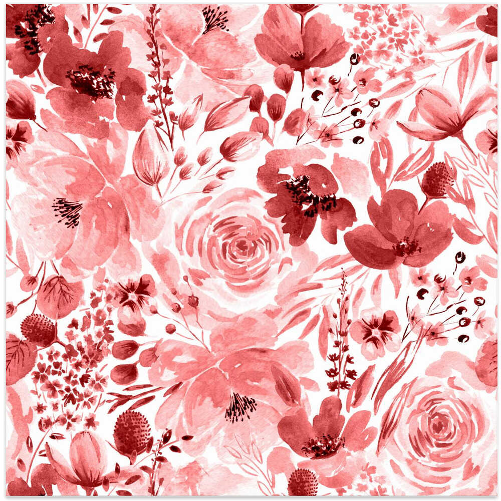 Floral Chaos Watercolor Pattern Red