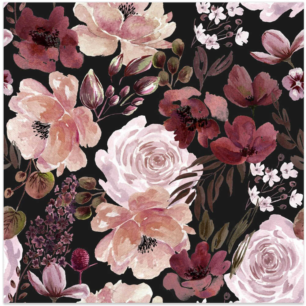 Floral Chaos Watercolor Pattern Brown