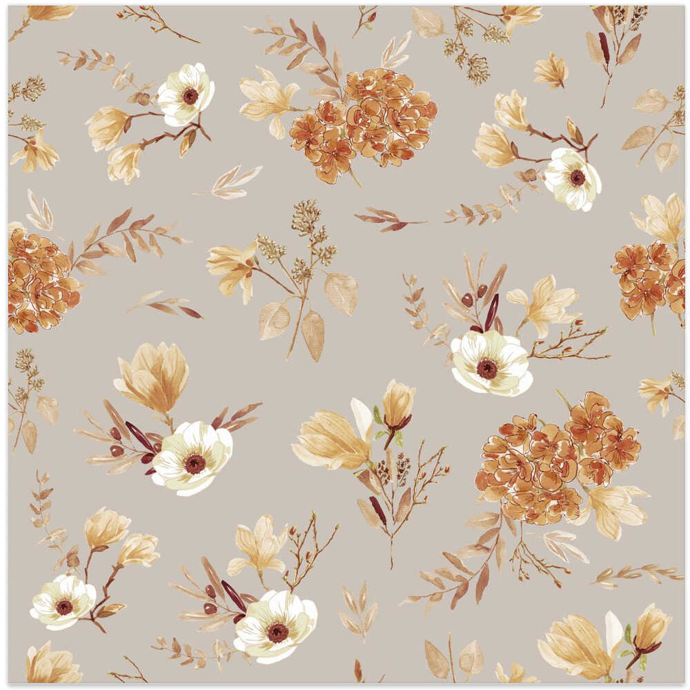 Floral Bouquets Pattern Sepia