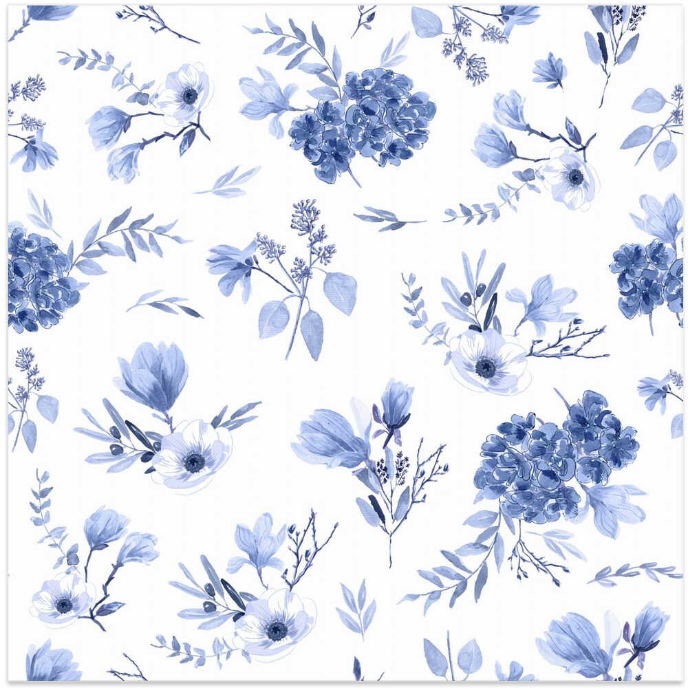 Floral Bouquets Pattern Blue and white