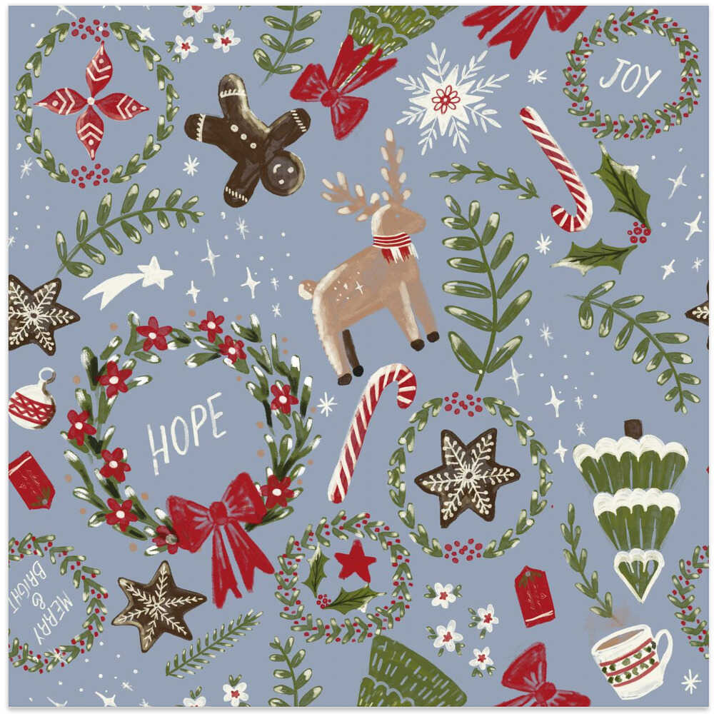 Magical Christmas Blue Pattern