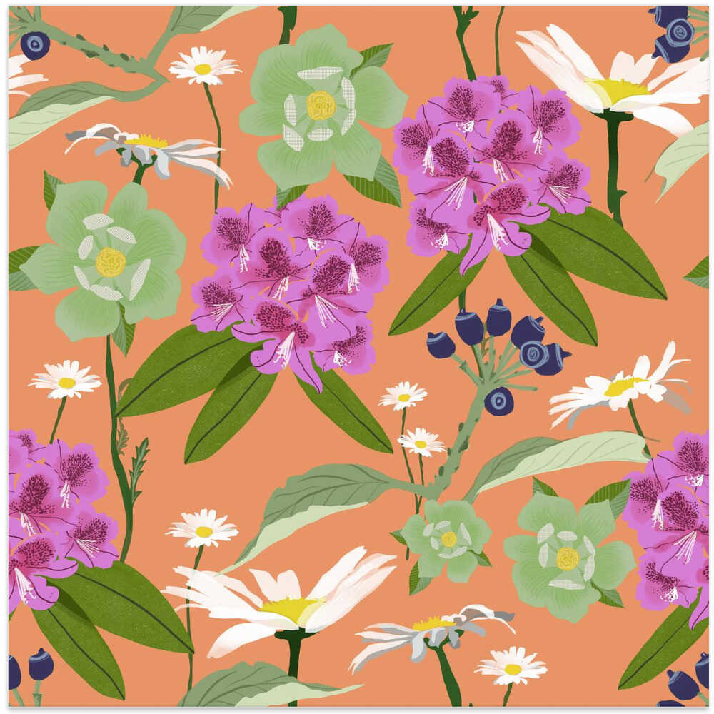 Rhododendrons and daisies