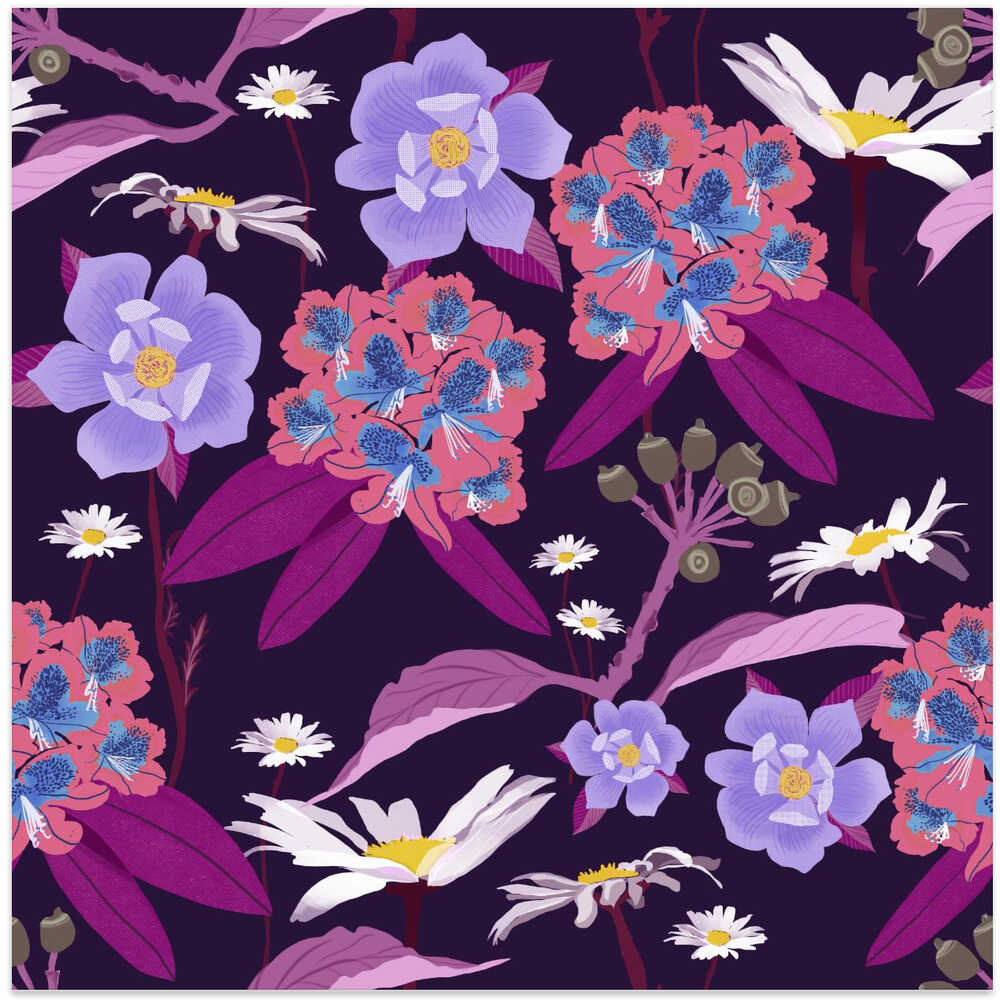 Rhododendrons and daisies