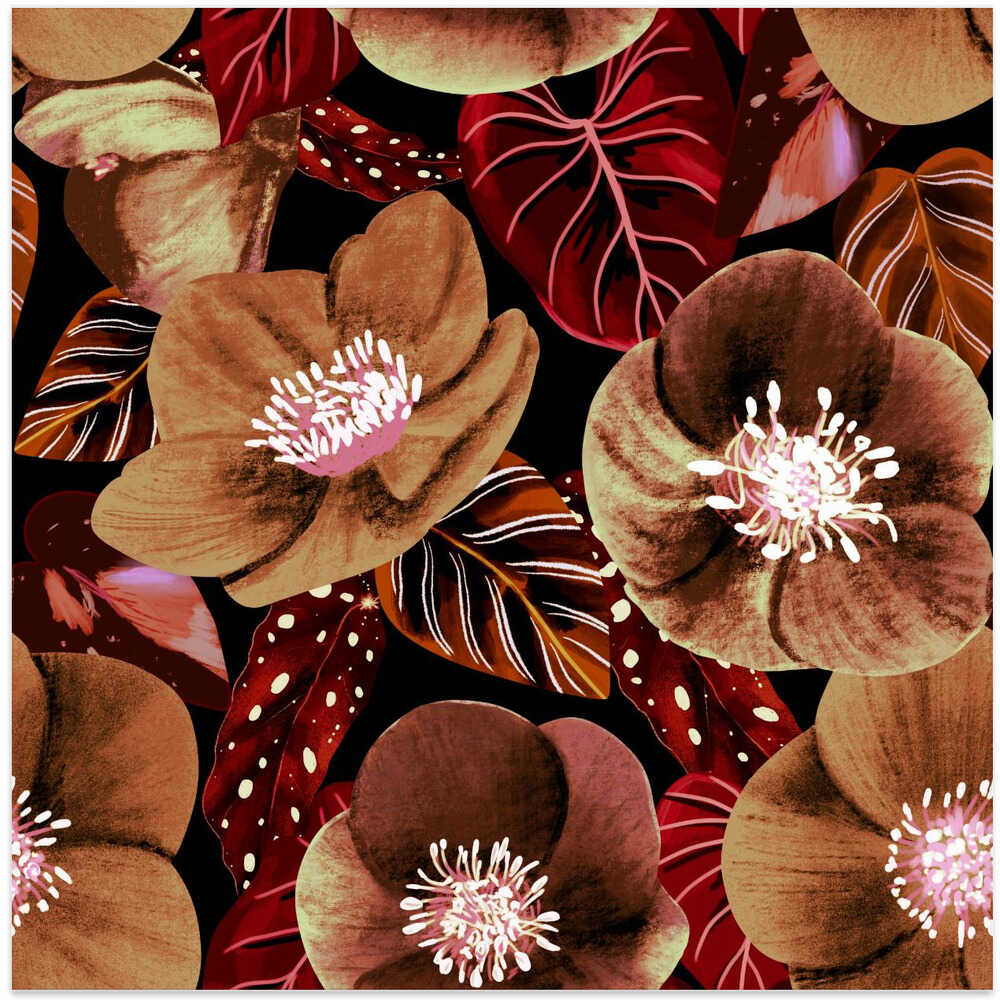 Dark Purple Flowers Cozy Autumn