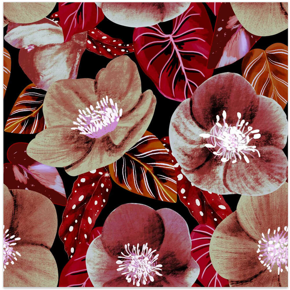 Dark Purple Flowers Cozy Autumn