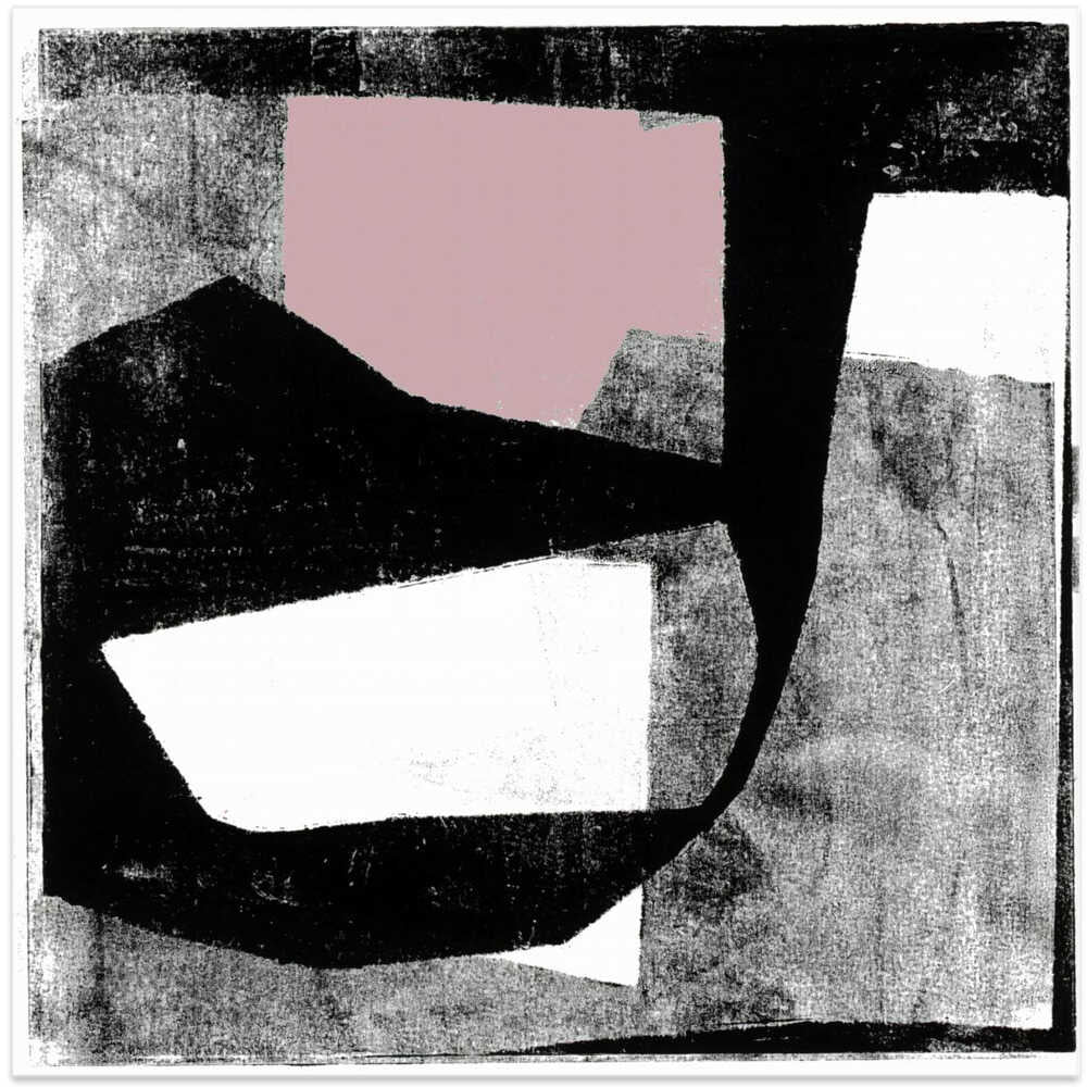 Pink and Black Abstract Shapes Print No1