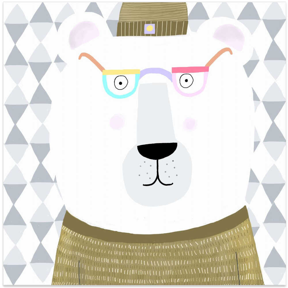 Cute Polar Bear With Warm Wooly Hat by Artist Carla Daly