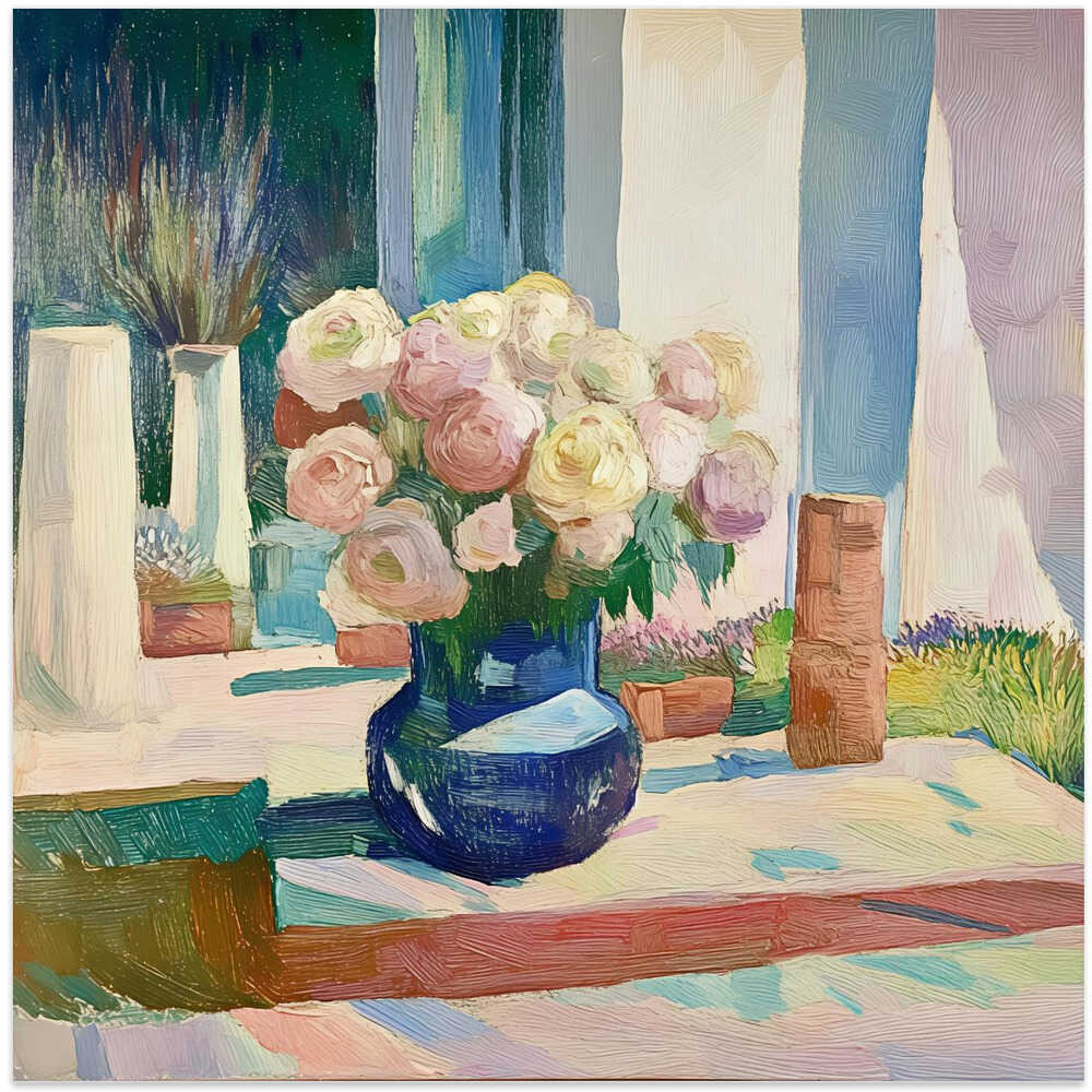 Roses In a Blue Vase