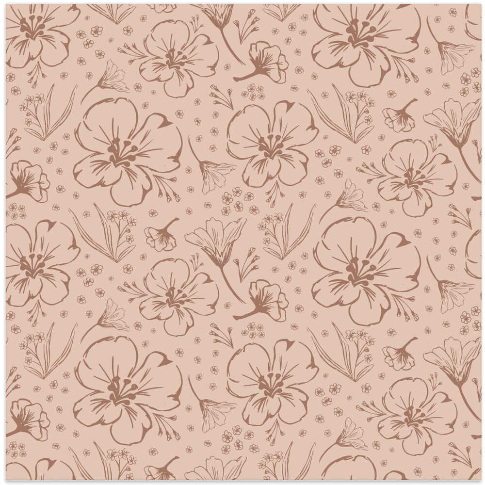 Mocha Mousse Hand drawn Florals Tan