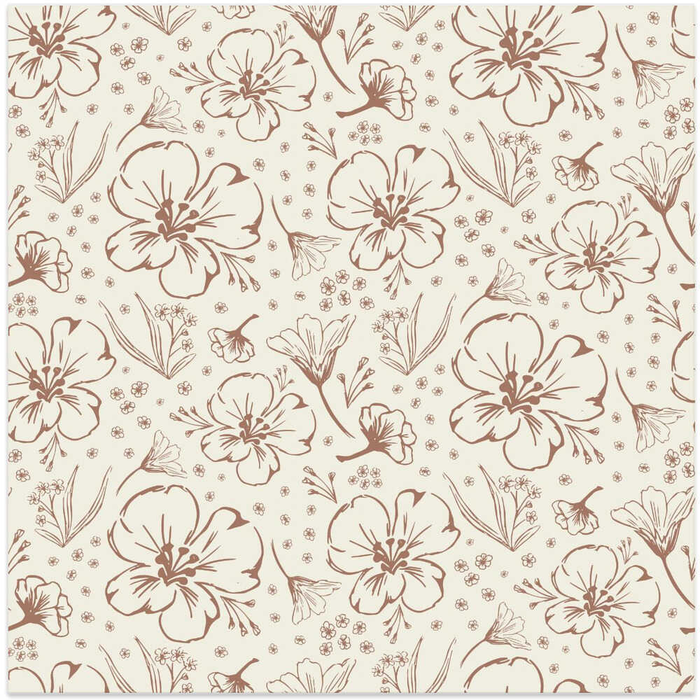 Mocha Mousse Hand drawn Florals Cream
