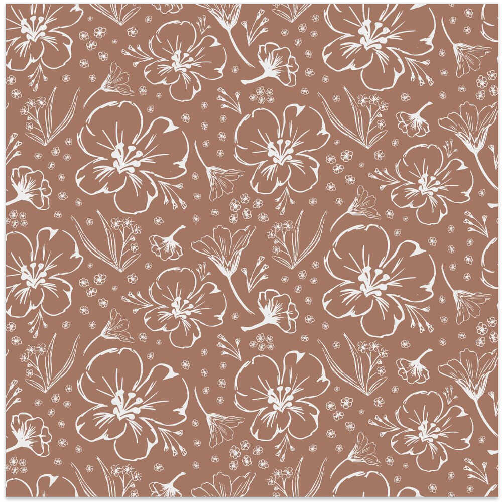 Mocha Mousse Hand drawn Florals Mocha