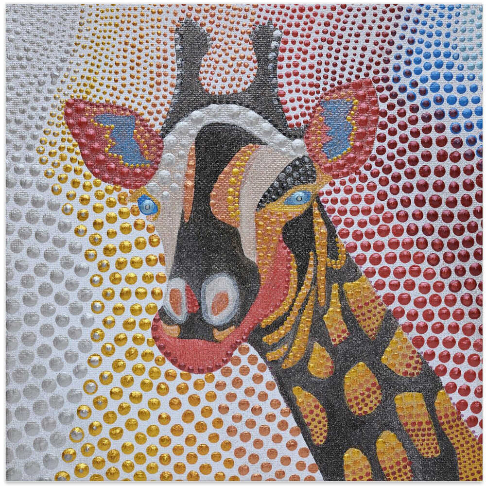 Stylized Giraffe In Pointillism Technique