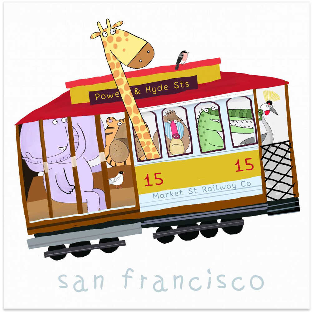 San Francisco Cable Car with Colorful Animals