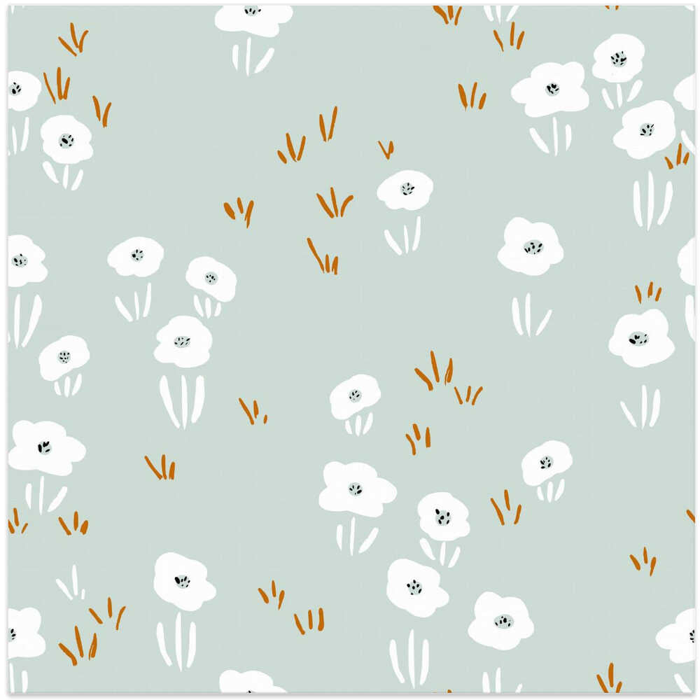 Minimalistic Wildflower Meadow Mint Pattern