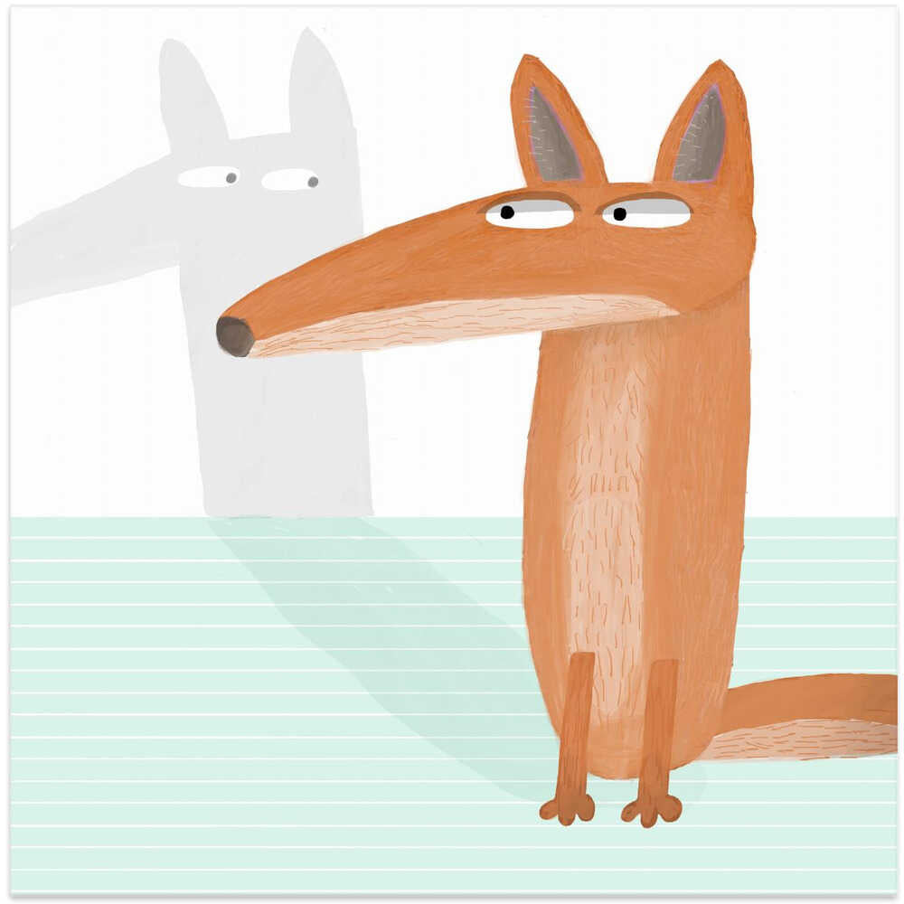 Funny Fox with Shadow by Carla Daly