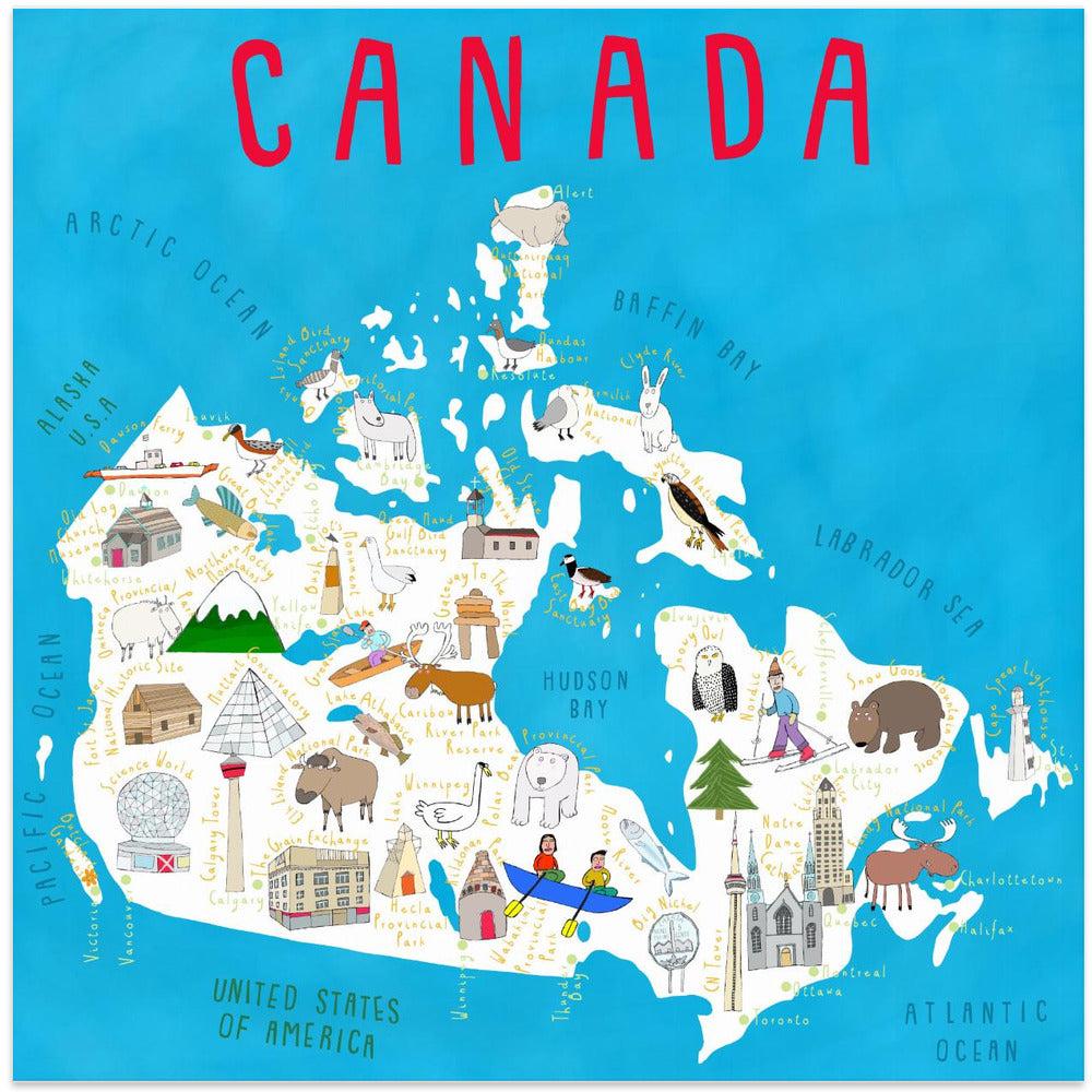 Illustrated Map of Canada by Artist Carla Daly
