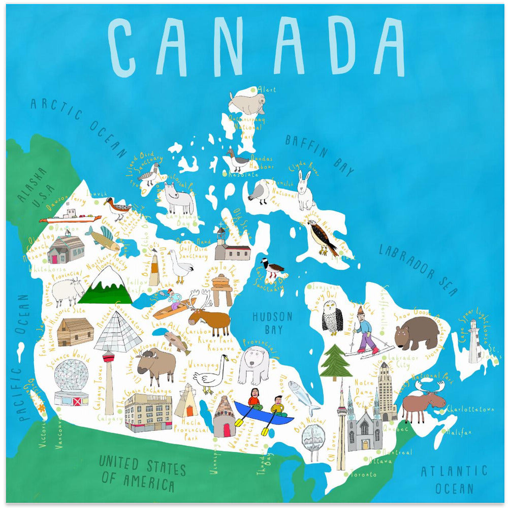Illustrated Map of Canada by Artist Carla Daly