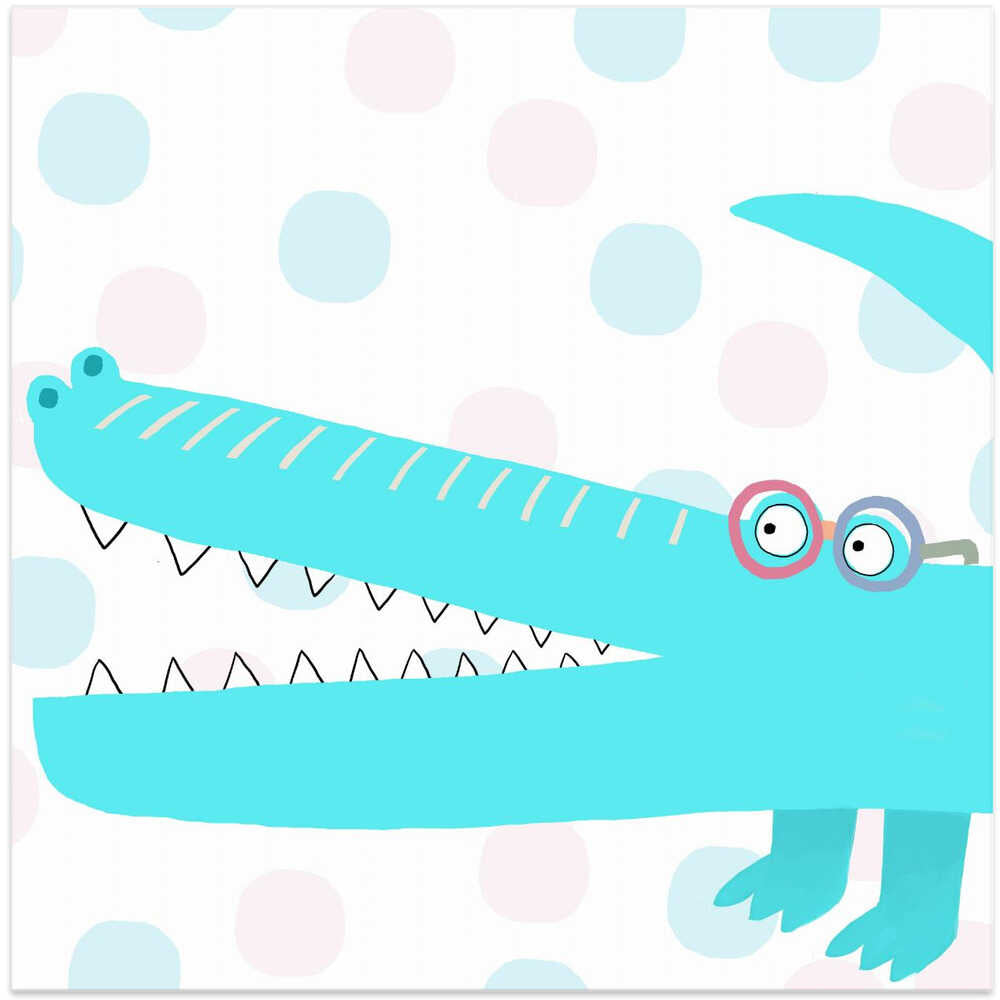 Humorous Electric Blue Crocodile Showing His Teeth