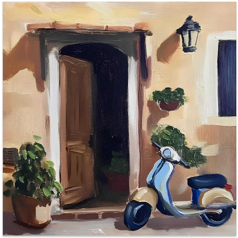 Vespa In Front of House