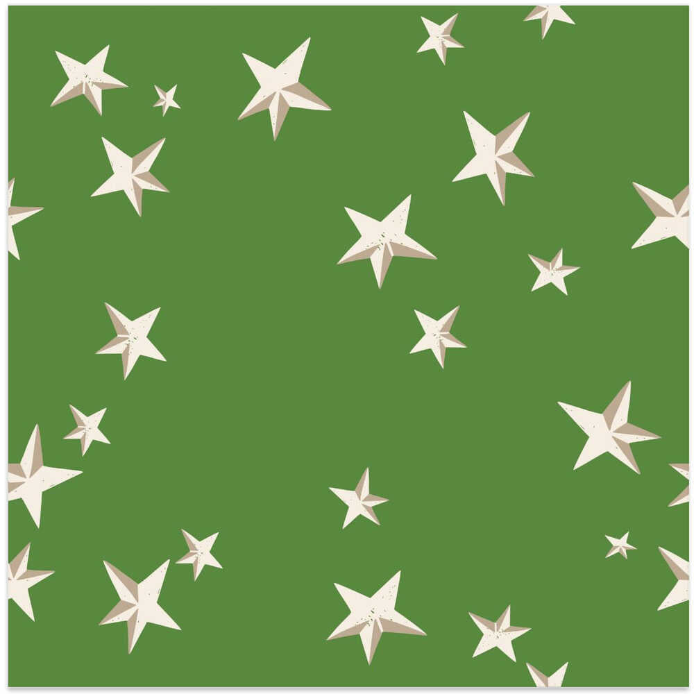 Festive winter stars fir green pattern