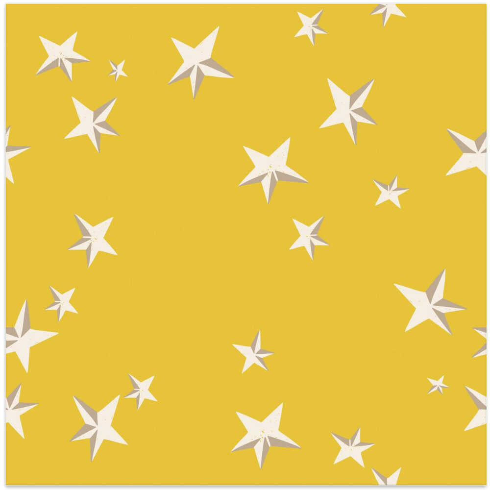 Festive winter stars golden yellow pattern
