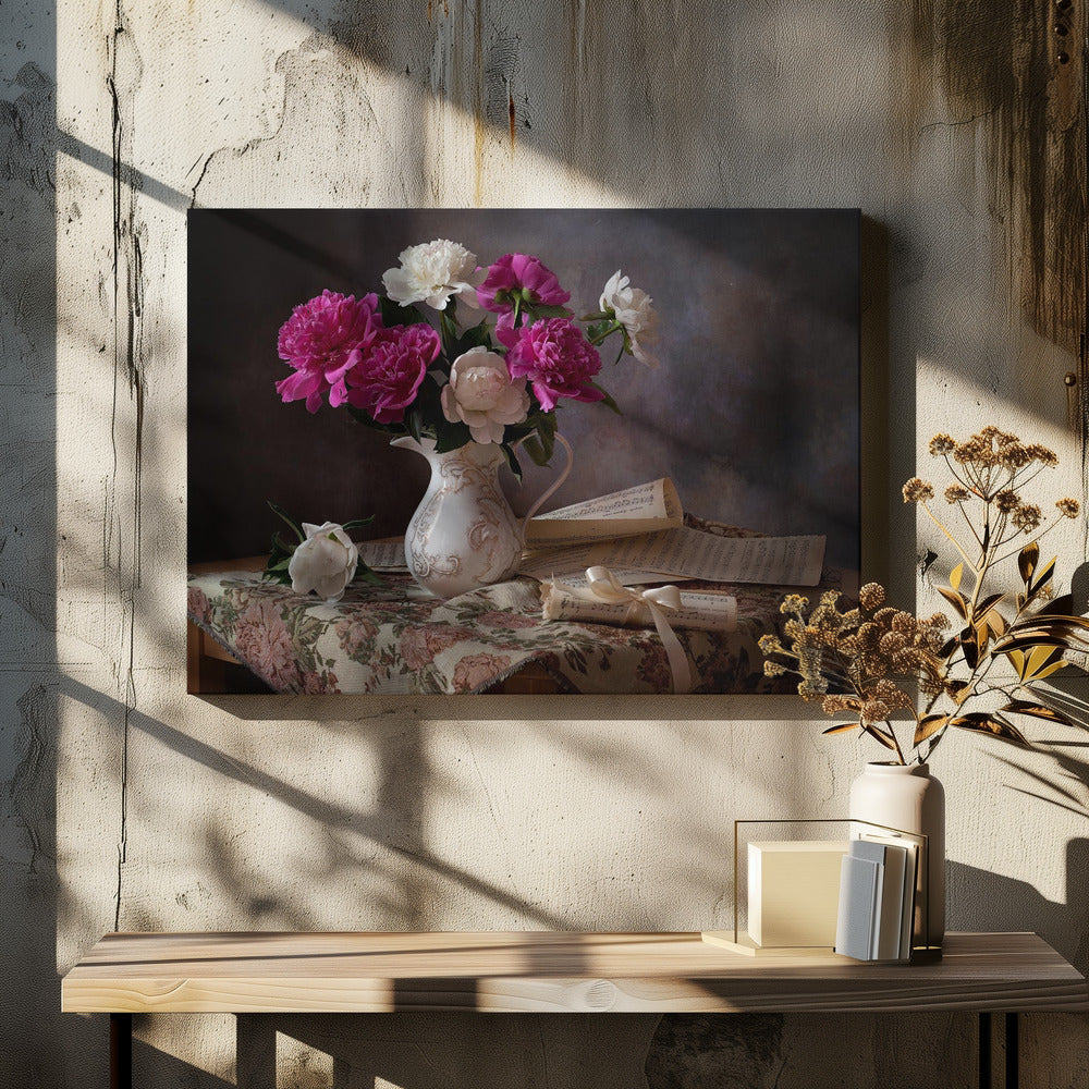 Still life with peonies