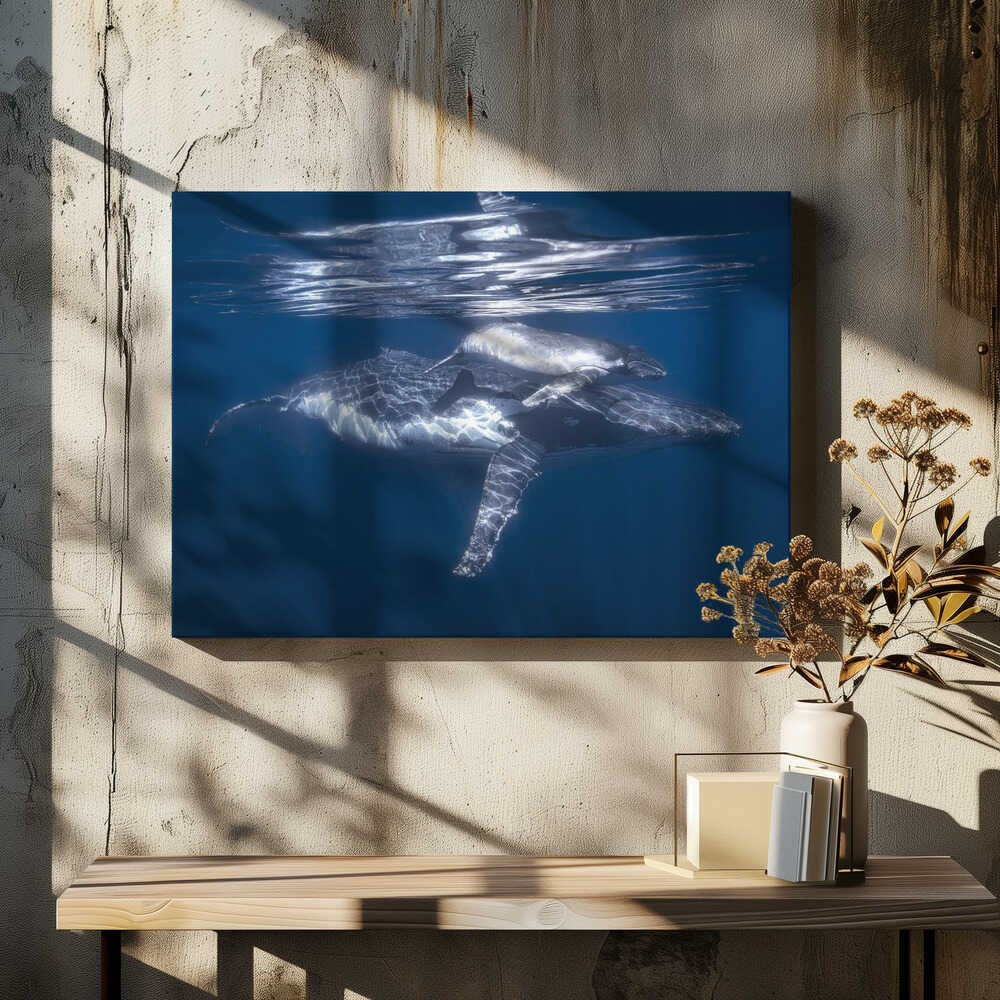 A humpback whale and its calf