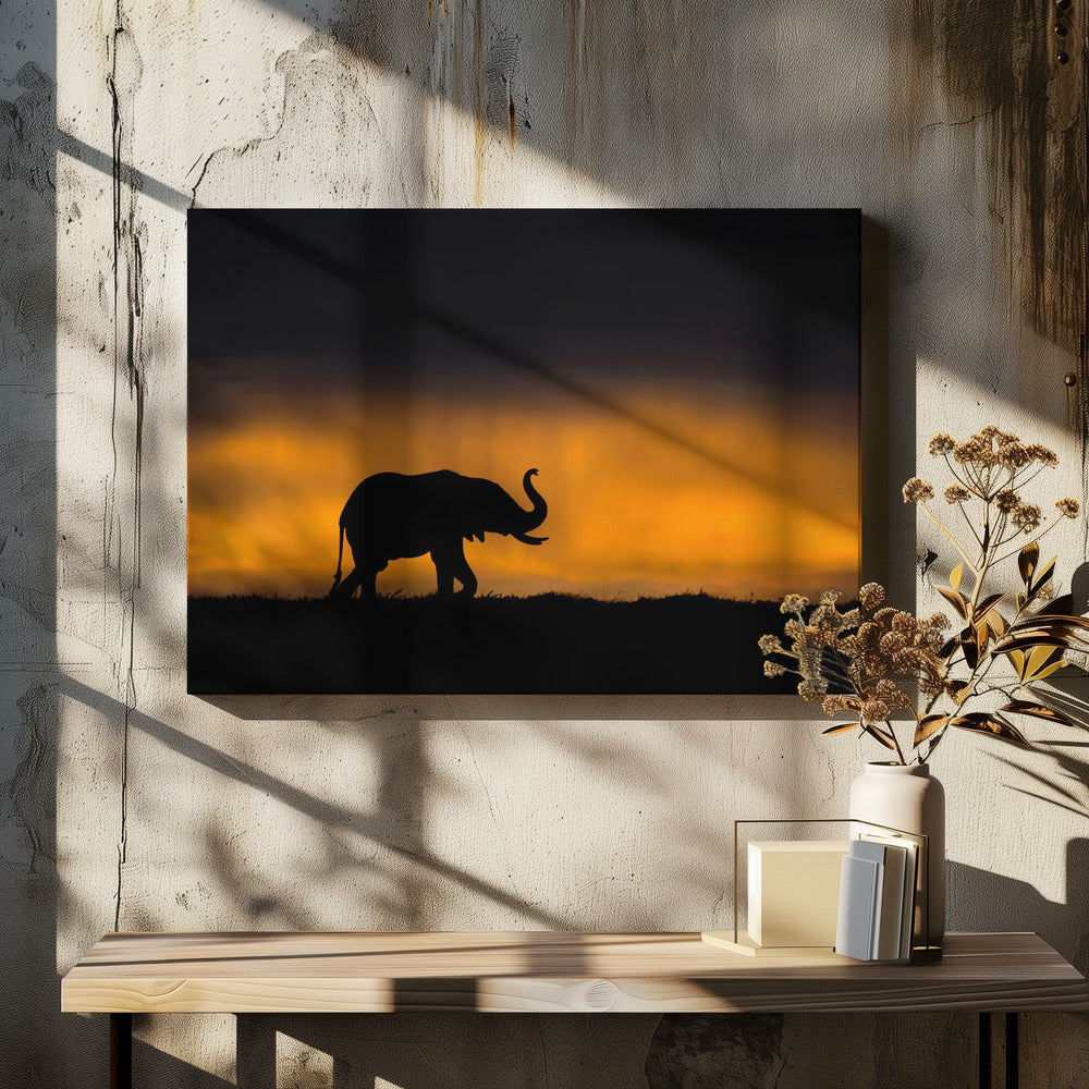 Canvas Art Print Elephant smelling the storm