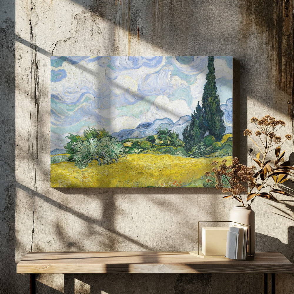 Wheat Field With Cypresses