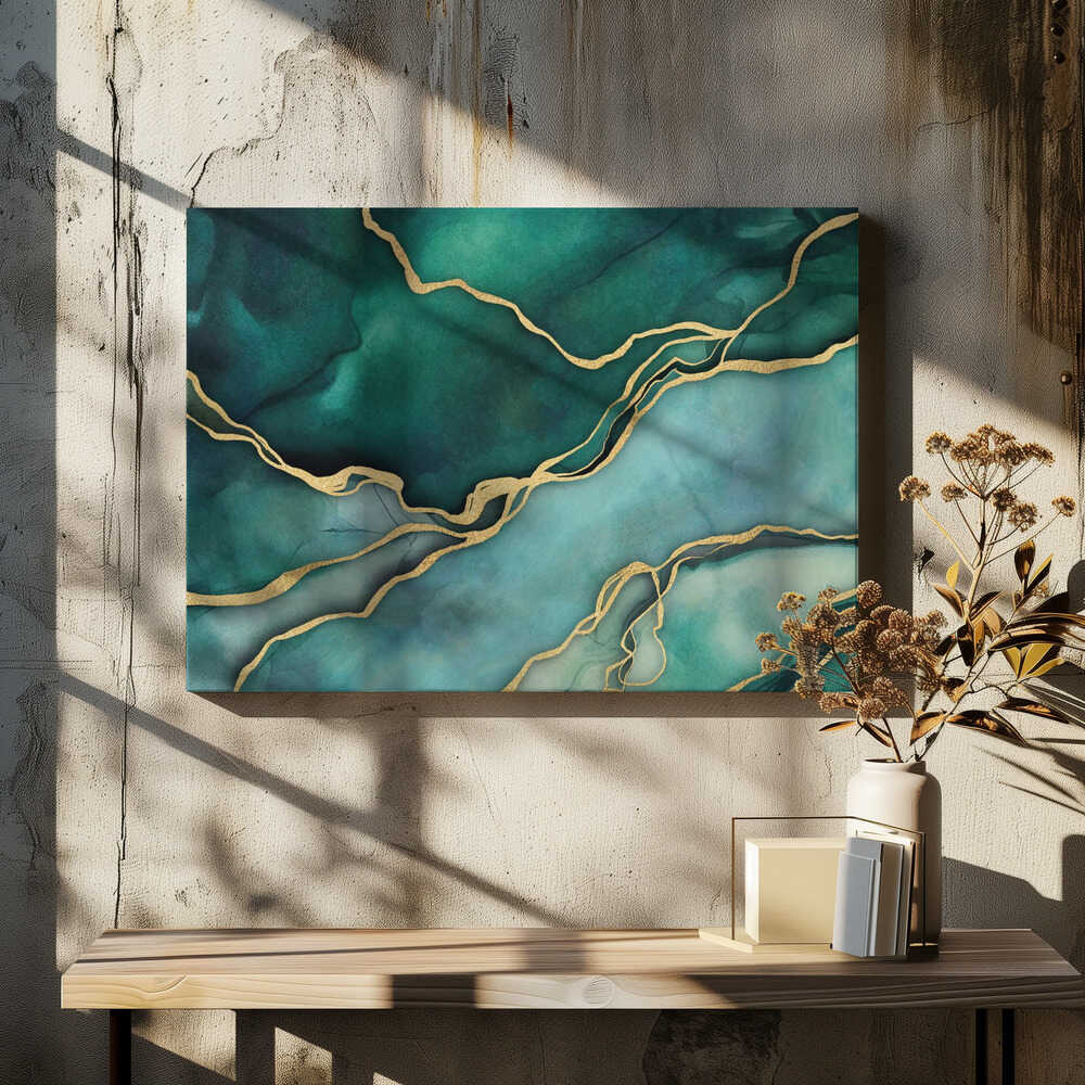 Teal Gold Marble Luxury