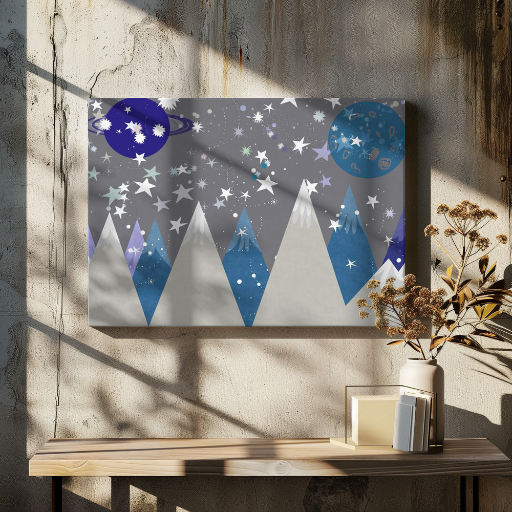 Art Prints of Night Sky Midnight Blue Kids Room Mural