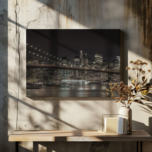 Art Prints of MANHATTAN SKYLINE & BROOKLYN BRIDGE Idyllic Nightscape